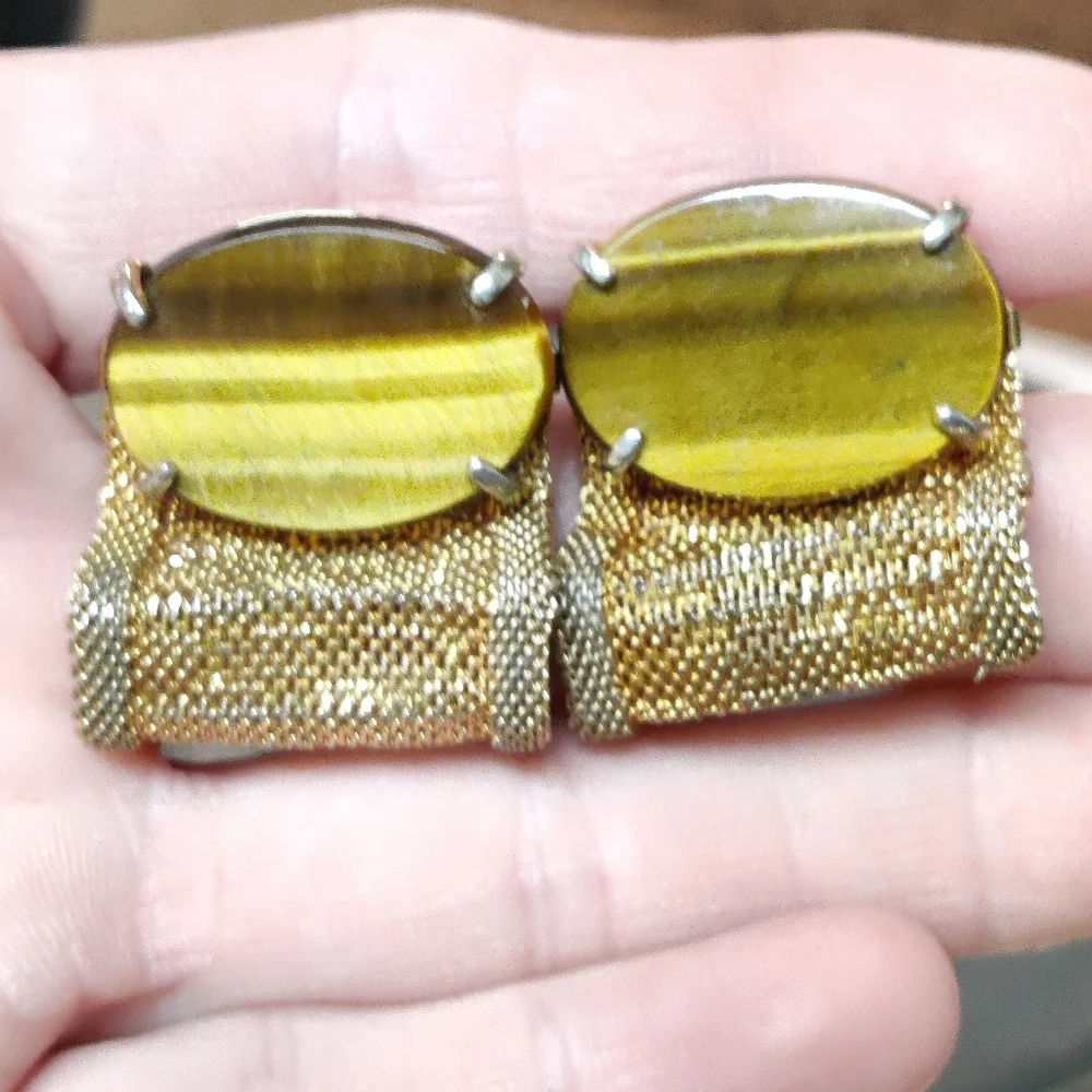 Vintage tigers eye cuff links
